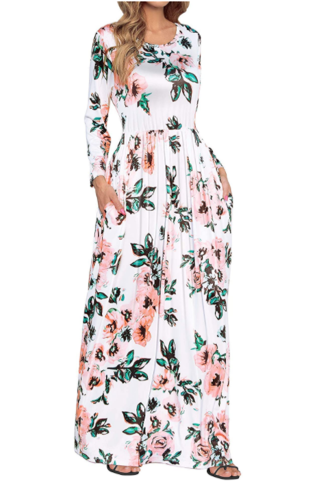 Women's Long Sleeve Loose Maxi Dresses Casual Long Dresses with Pockets - Premium from Liam Fashions - Just 32 dh! Shop now at luckythegr