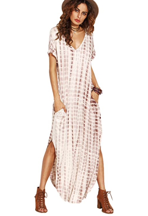 Sleeve Split Pockets Tie Dye Long Dress - Premium from Liam Fashions - Just 38 dh! Shop now at luckythegr