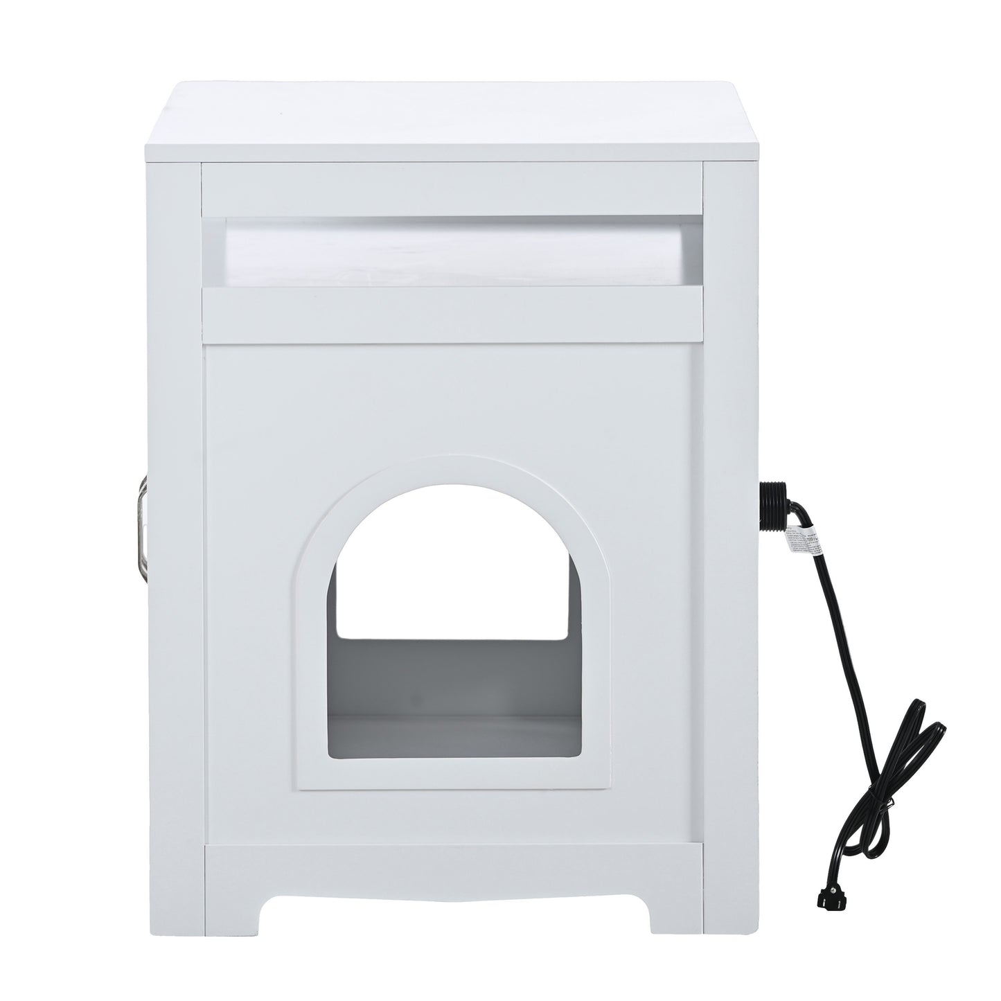 Litter Box Enclosure, Cat Litter Box Furniture with Hidden Plug, 2 Doors,Indoor Cat Washroom Storage Bench Side Table Cat House, Large Wooden Enclused Litter Box House, White - Premium  from luckythegr - Just 208.99 dh! Shop now at luckythegr