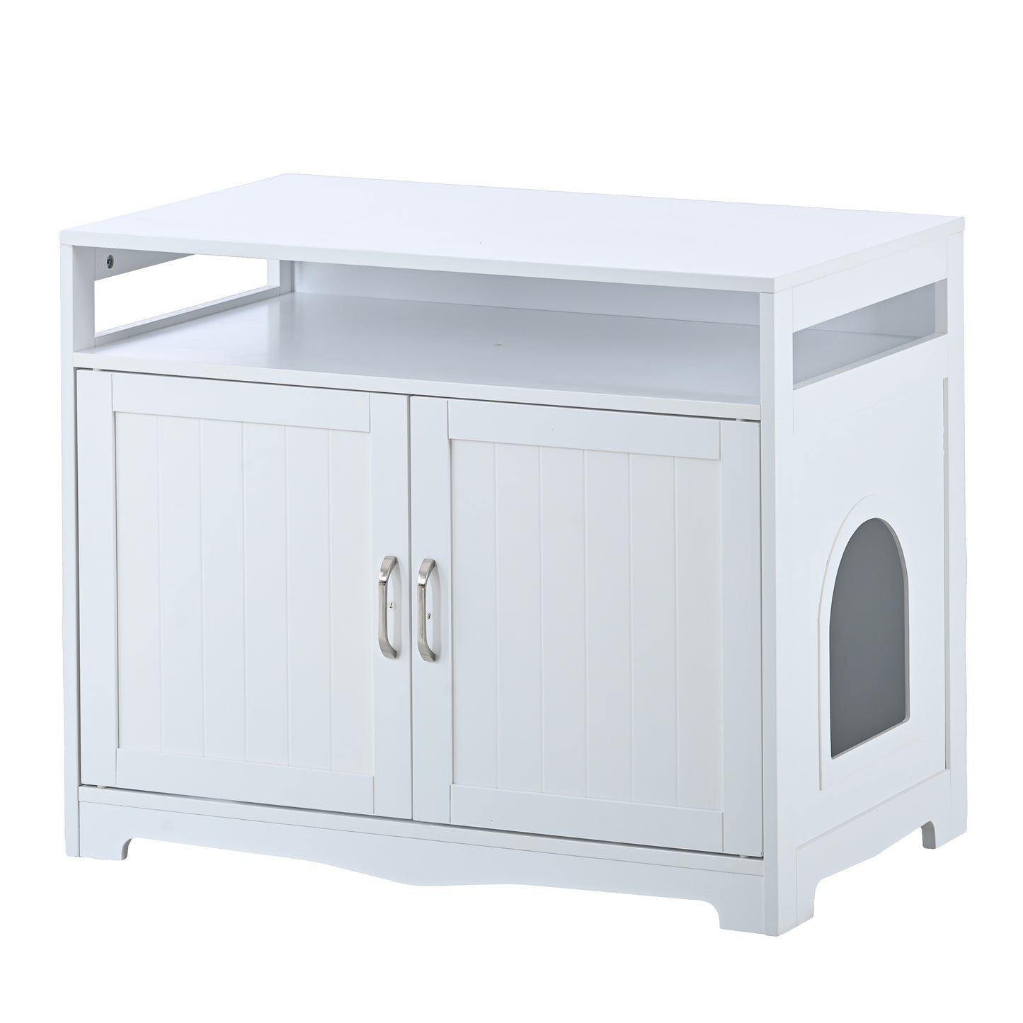 Litter Box Enclosure, Cat Litter Box Furniture with Hidden Plug, 2 Doors,Indoor Cat Washroom Storage Bench Side Table Cat House, Large Wooden Enclused Litter Box House, White - Premium  from luckythegr - Just 208.99 dh! Shop now at luckythegr