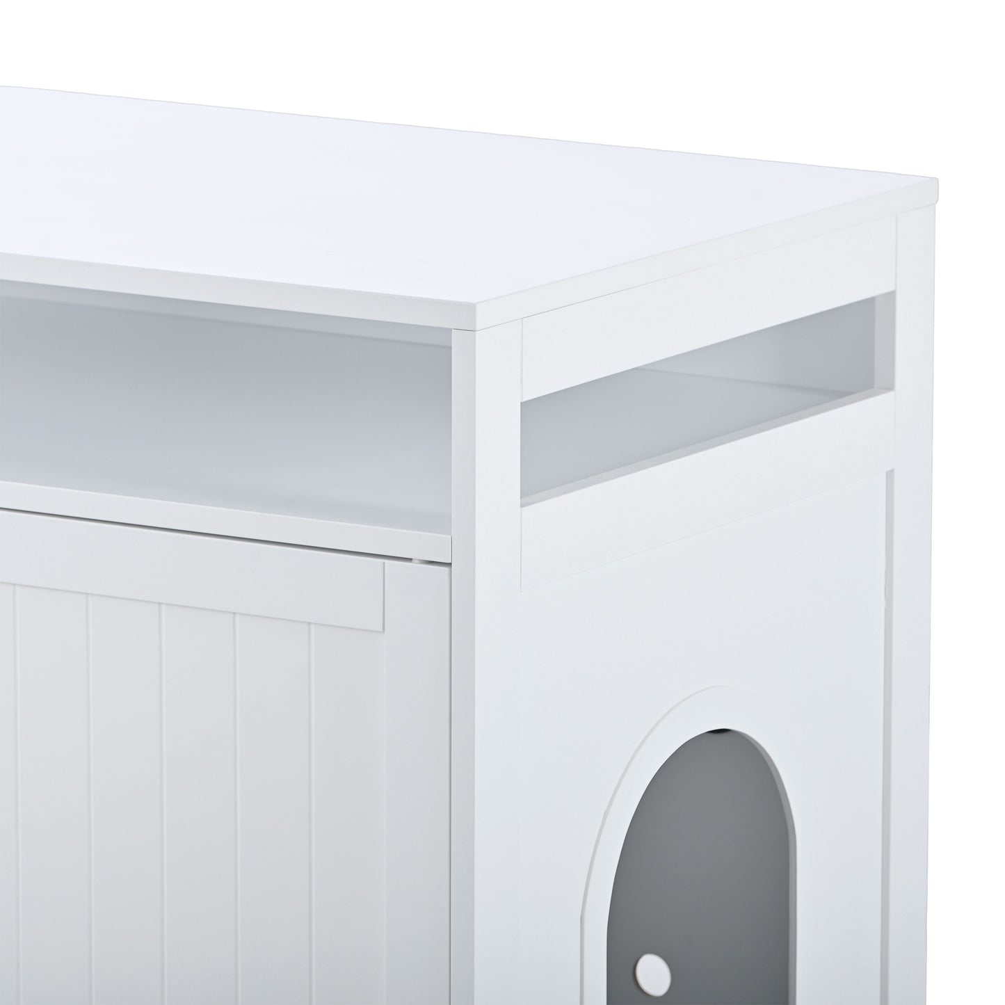 Litter Box Enclosure, Cat Litter Box Furniture with Hidden Plug, 2 Doors,Indoor Cat Washroom Storage Bench Side Table Cat House, Large Wooden Enclused Litter Box House, White - Premium  from luckythegr - Just 208.99 dh! Shop now at luckythegr