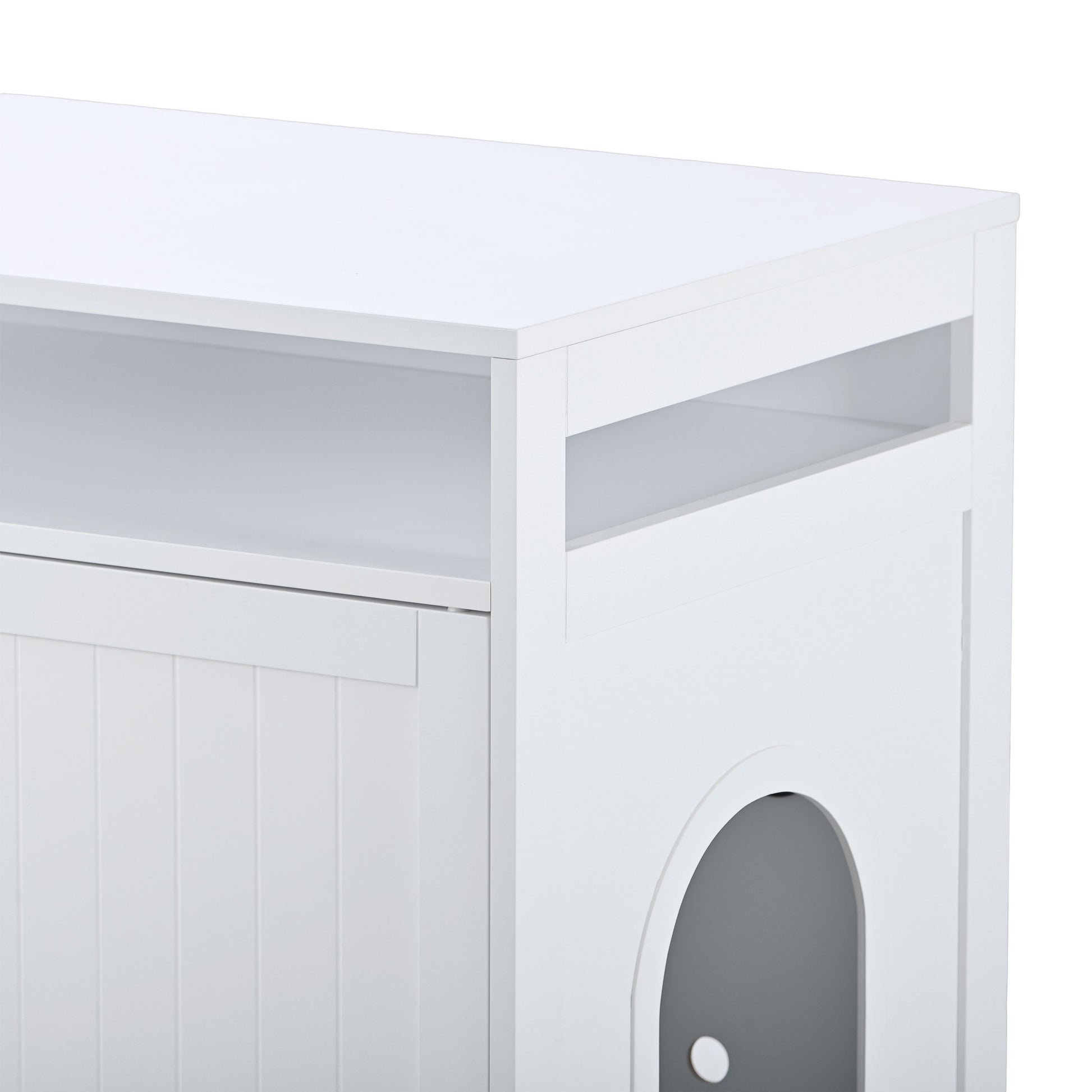 Litter Box Enclosure, Cat Litter Box Furniture with Hidden Plug, 2 Doors,Indoor Cat Washroom Storage Bench Side Table Cat House, Large Wooden Enclused Litter Box House, White - Premium  from luckythegr - Just 208.99 dh! Shop now at luckythegr