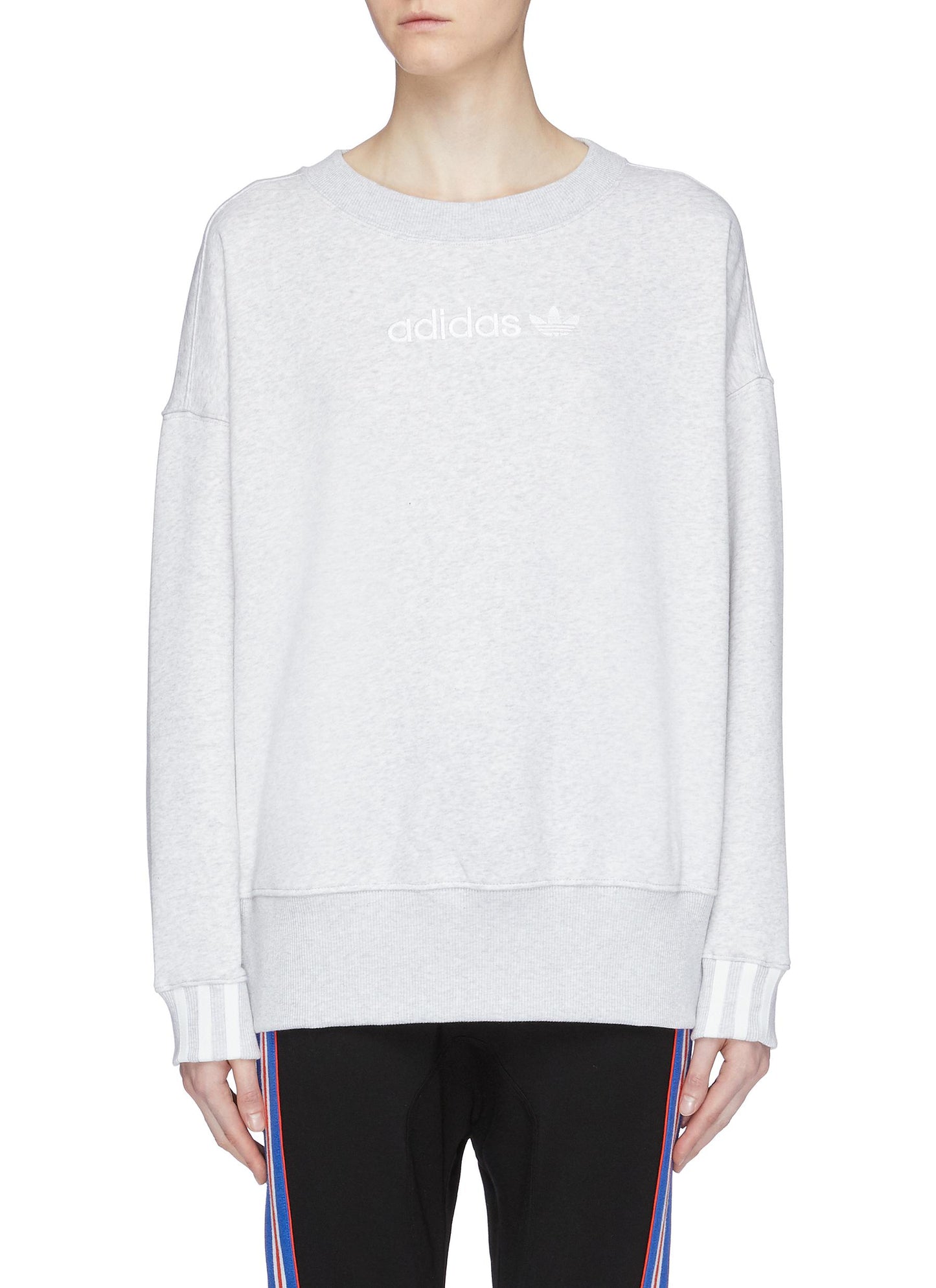 3-Stripes cuff logo embroidered sweatshirt - adidas - Grey - Premium 4 from Lane Crawford - Just 1 dh! Shop now at luckythegr