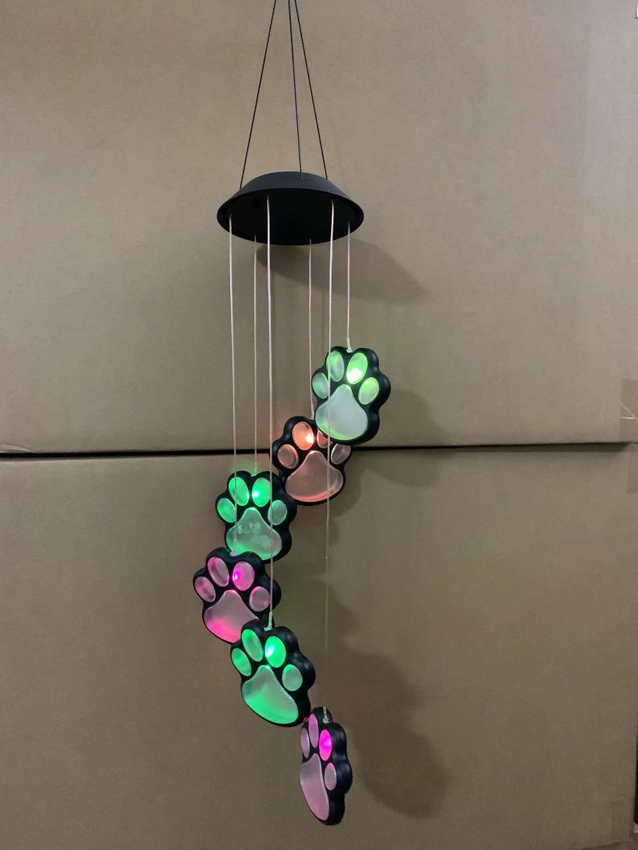 Solar LED Wind Chime Lamp Paw Print Solar Wind Chime